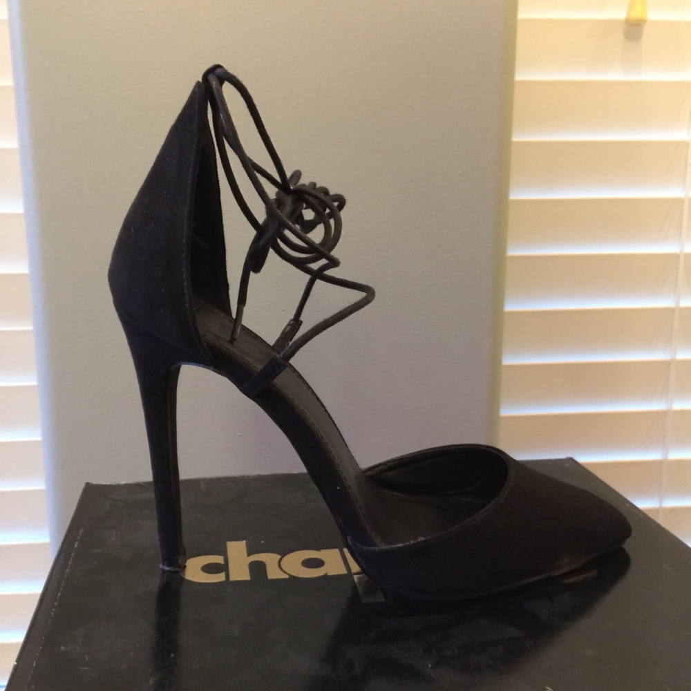 Lace up black heels